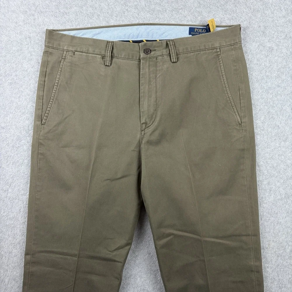 Polo Ralph Lauren‎ Pants Men 34x34 (Fits 36x32) Green Stretch Cotton Twill Chino